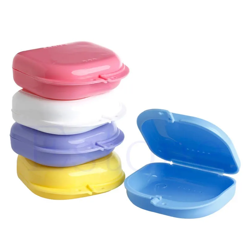 

Newly Dental Orthodontic Retainer Denture Storage Case Box Mouthguard Container tool for cleaning & storaging denture