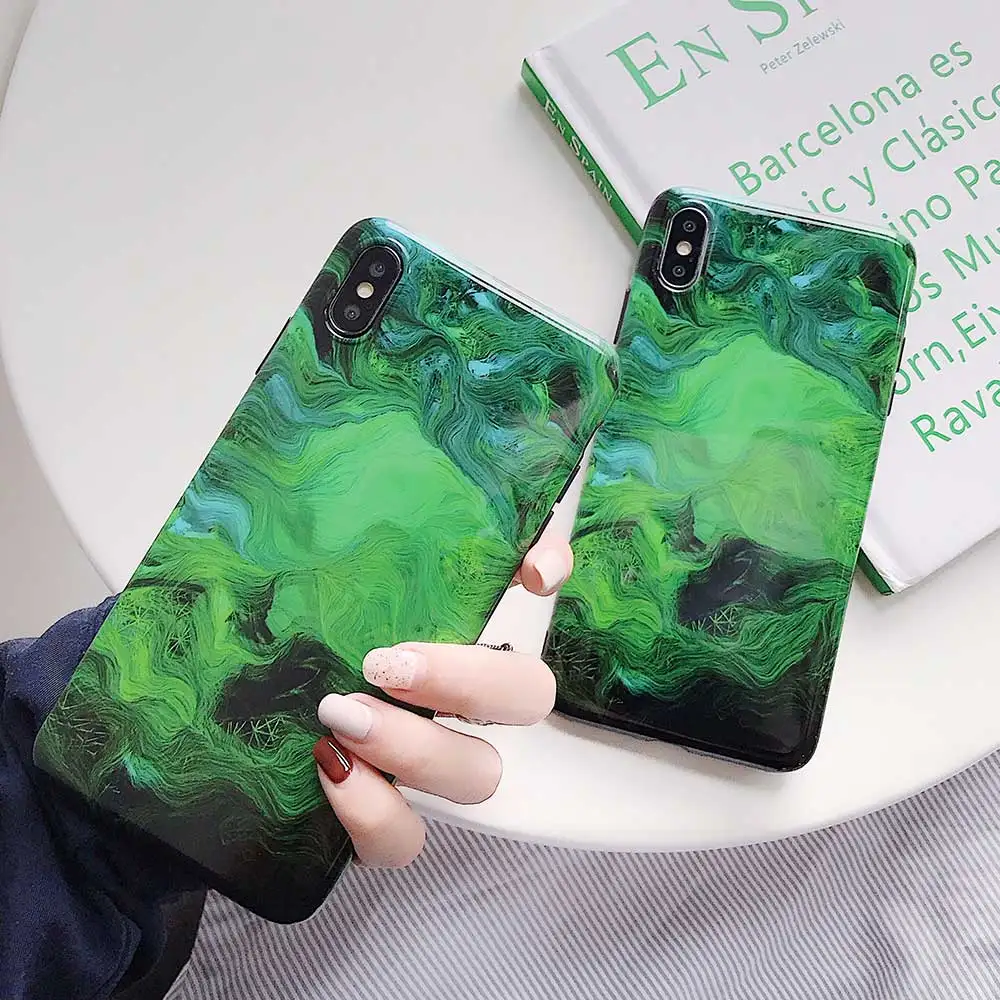 Мягкий чехол для телефона Boucho iphone 8plus XR XS MAX X Psychedelic зеленый 6 6S 7 8 Plus модный