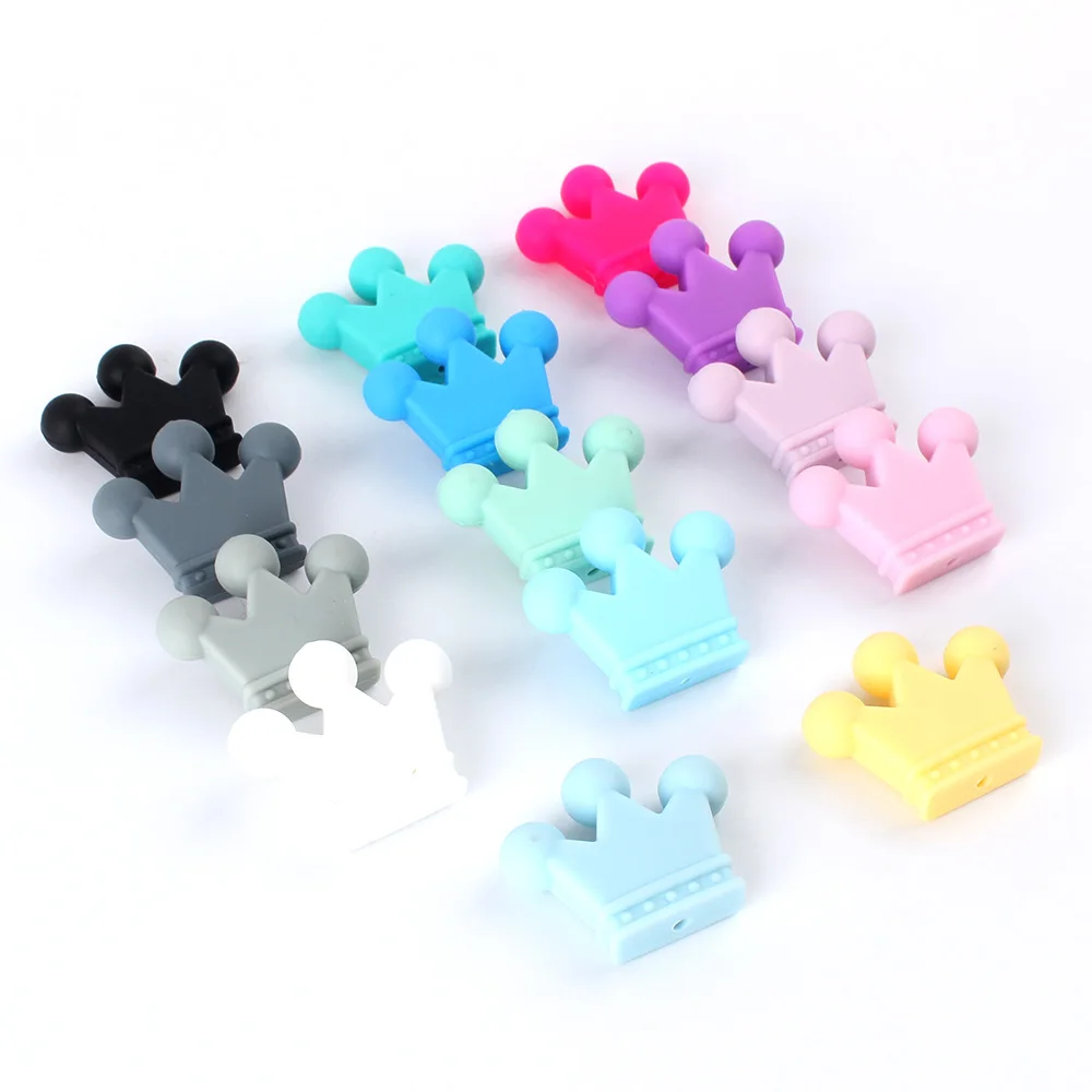 Keep&Grow 10pcs Crown Silicone Beads Baby Teething Toys Food Grade Silicone DIY Pacifier Chain Pendant Accessories Baby teethers