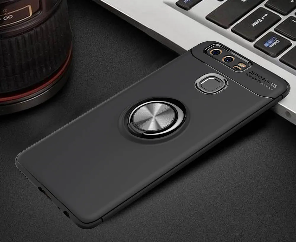 Soft Silicone Case for Huawei P9 EVA-L09 EVA-L19 EVA-L29 Metal Ring Phone Cover P 9 EVA L29 L09 L19 TPU Cases |