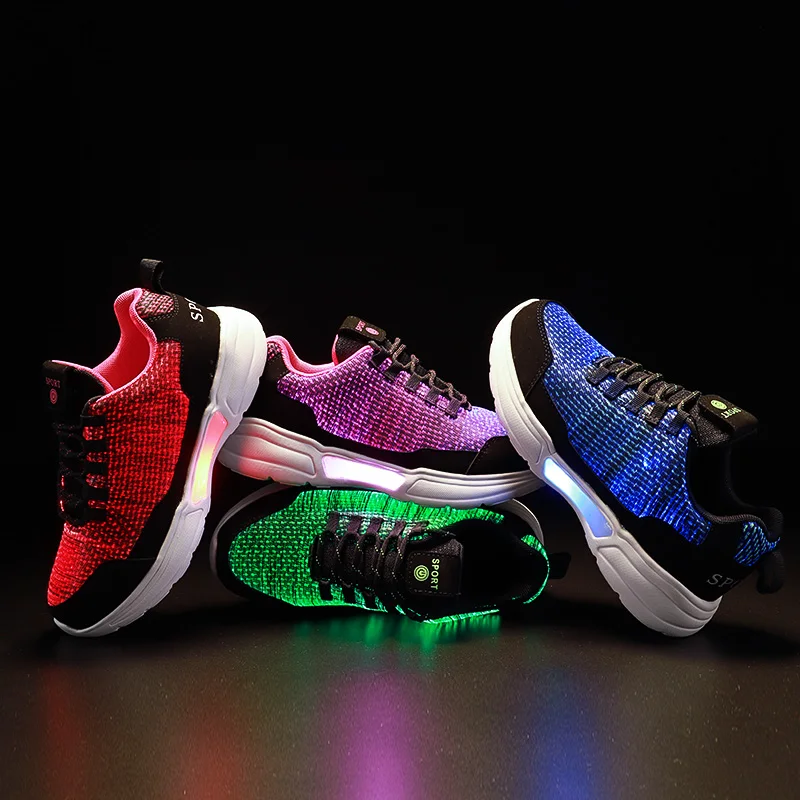 

kids Led usb charging glowing Sneakers Children hook loop Fashion luminous shoes for girls boys men women skate shoes #27-46