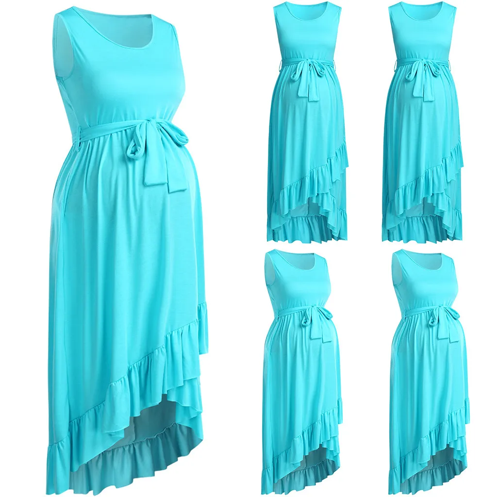 Женское хлопковое платье без рукавов длинное однотонное с асимметричным подолом