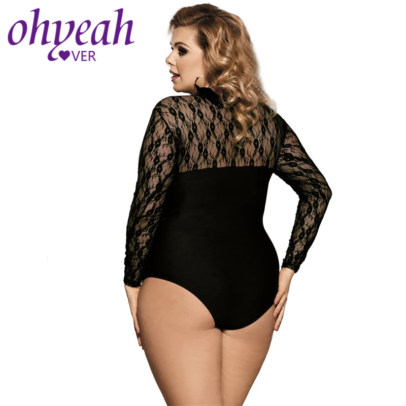 Женский комбинезон с длинным рукавом Ohyeahlover черный большого размера RM80372 |