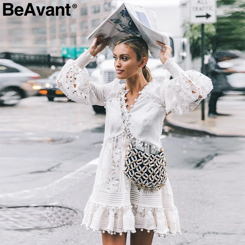 BeAvant винтажное кружевное платье с вышивкой открытое женское v образным вырезом и