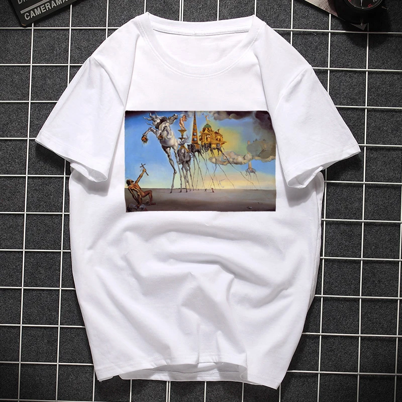 Salvadore Dali Tumblr футболка Женская Хлопок Harajuku Эстетическая короткий рукав Футболка размера плюс Готический женский топ футболка одежда