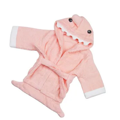 Pink shark Детский халат, зимние детские халаты с героями мультфильмов для мальчиков и девочек, полотенце, Enfant, одежда для сна, банный халат с капюшоном, детская теплая одежда - Цвет: Pink shark