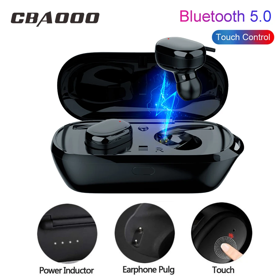 CBAOOO T2S TWS мини беспроводные Bluetooth наушники стерео V5.0 наушники с сенсорным управлением Спортивная гарнитура с микрофоном наушники для зарядки