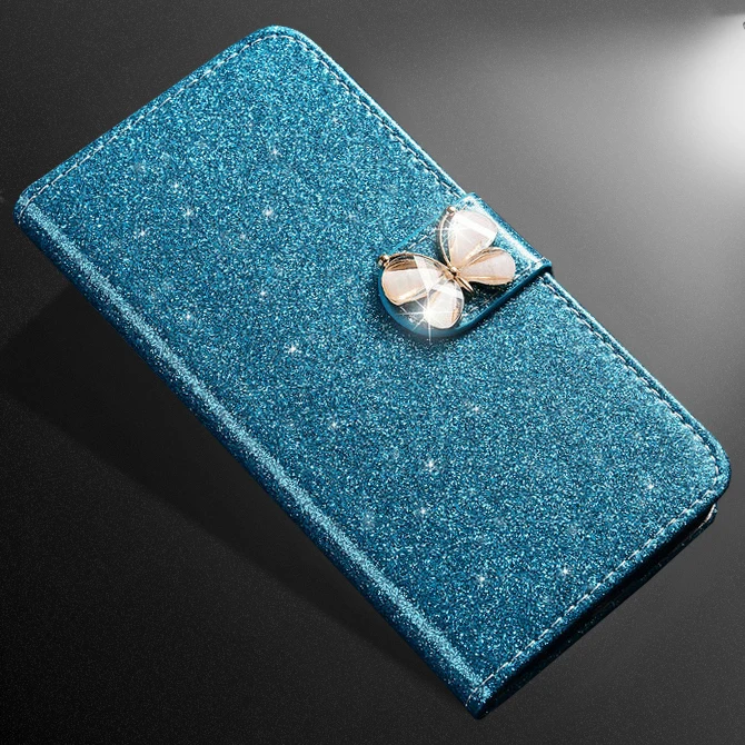 Blue butterfly ZOKTEEC Высокое качество Горячая Распродажа Модный сверкающий чехол для HOMTOM S16 HT7 HT17 HT27 HT30 HT37 Чехол-книжка с бумажником - Цвет: Blue butterfly
