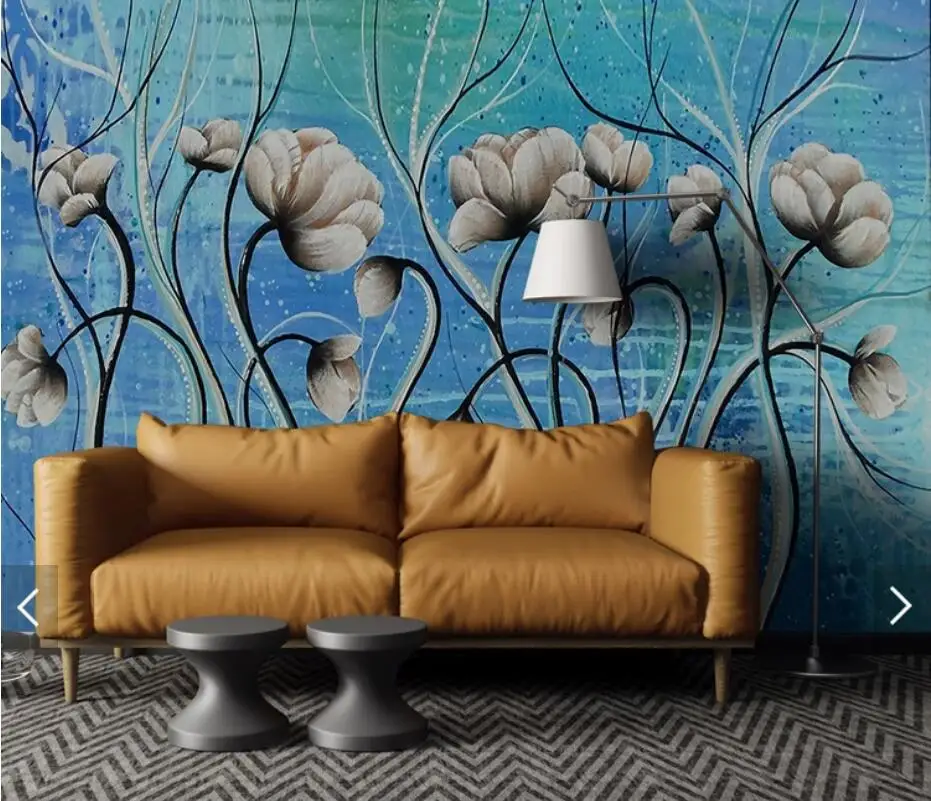 Настенные 3D обои с изображением цветов водонепроницаемая винтажная роспись