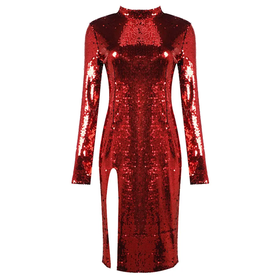 DressBird женское весеннее облегающее платье с длинным рукавом элегантное блестками