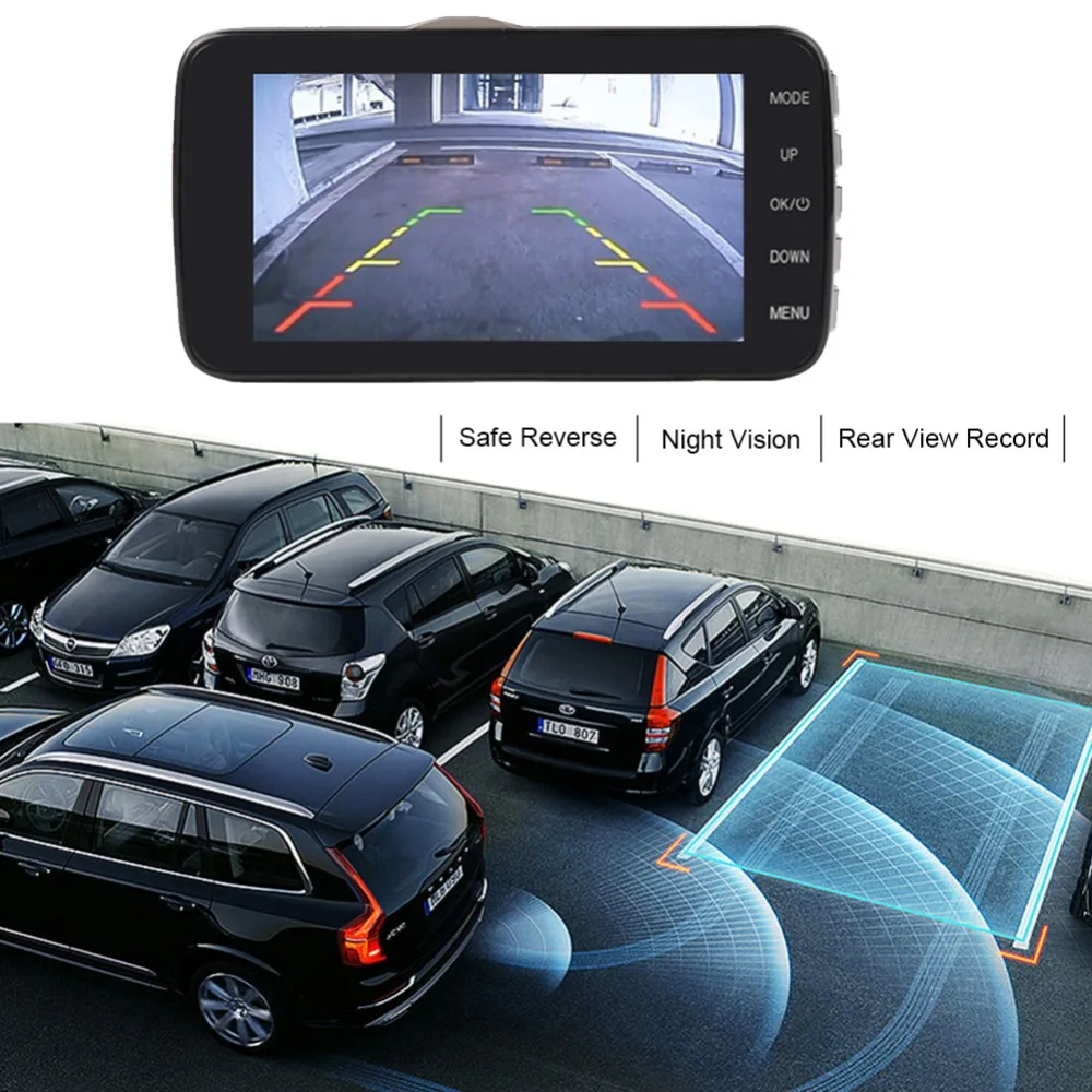 Car Dvr 4 Inch Auto Camera Dual Lens FHD 1080P Dash Cam Video Recorder With Rear View Camera Registrator Night Vision DVRs