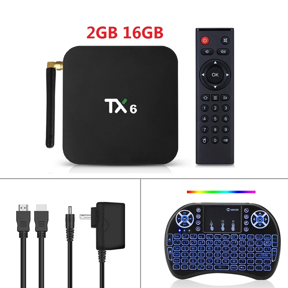 4 ГБ 32 ГБ 64 ГБ Android 9,0 ТВ коробка TX6 Smart tv Box Allwinner H6 четырехъядерный ALICE Wifi HDR 4 к комплект верхней коробки Netflix Media player - Цвет: 2G16G backlit key