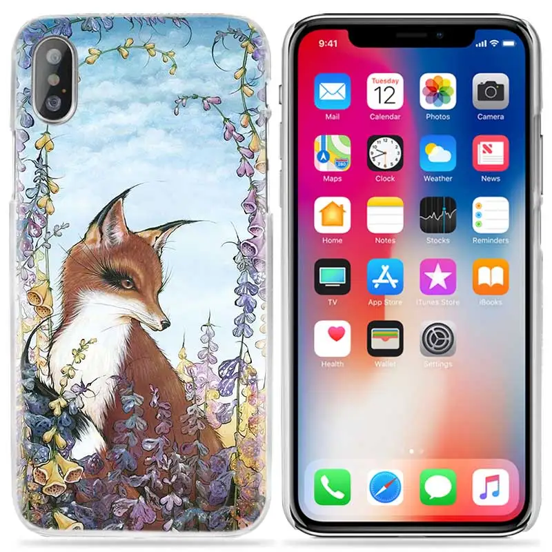 Милый чехол для iPhone XS Max, XR, X, 10, 7, S, 8, 6, 6S Plus, 5S, SE, 5, 4S, 4, 5C, Прозрачный жесткий пластиковый чехол для телефона с милым животным, лисой, чаем