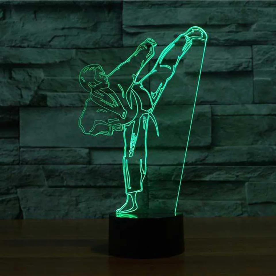 

Креативная настольная лампа Karate Shap, USB 3D светодиодный ночник для тхэквондо, лампа для спальни, прикроватный светильник для военного искусст...