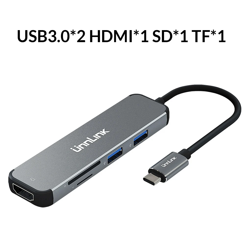 Unnlin USB C док-станция Тип C к HDMI USB 3,0 Micro SD кард-ридер Thunderbolt 3 док-станция для MacBook pro S10 S9 S8 Dex P30 P20 mate10 - Цвет: 5 in 1