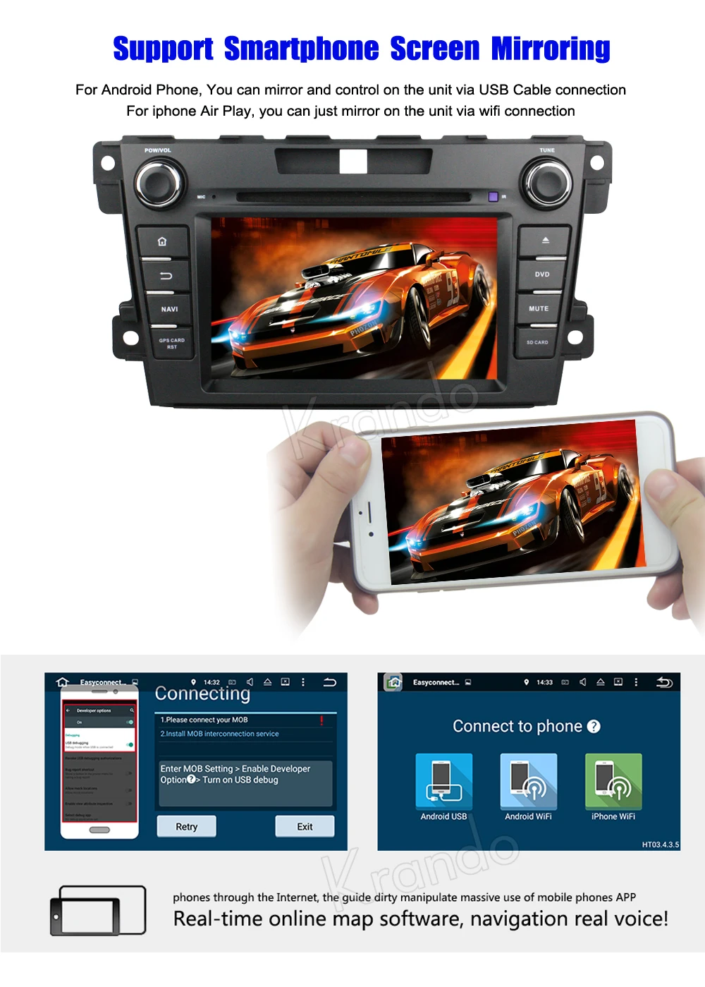 Krando Android 8,0 автомобильный Радио gps навигационная система для Mazda CX-7 2007- dvd-плеер Мультимедиа стерео Wifi 3g поддержка bose