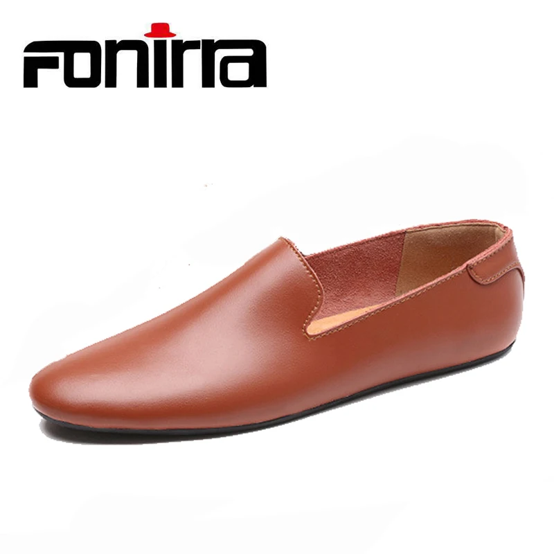FONIRRA 2019 Модные мужские повседневные туфли из натуральной кожи слипоны на плоской