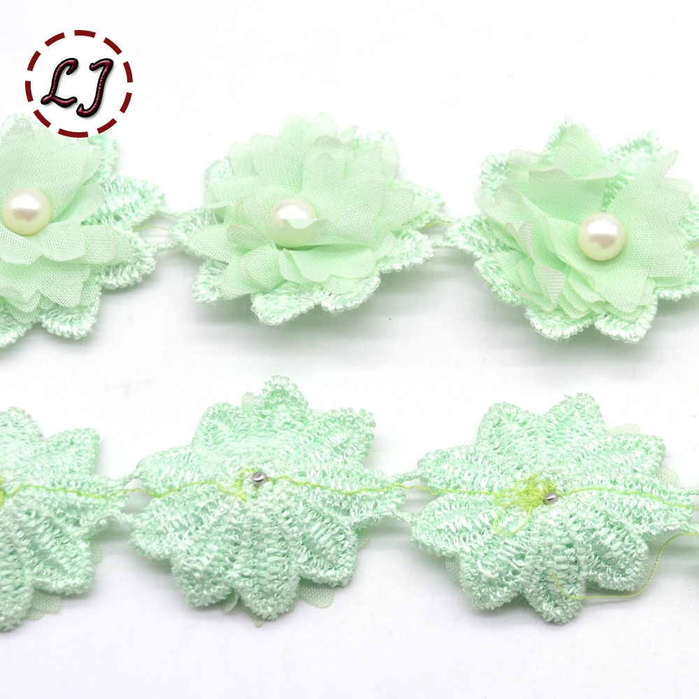Новая мода 1 ярд/партия плетеная жемчужная цветная Цветочная вышитая кружевная