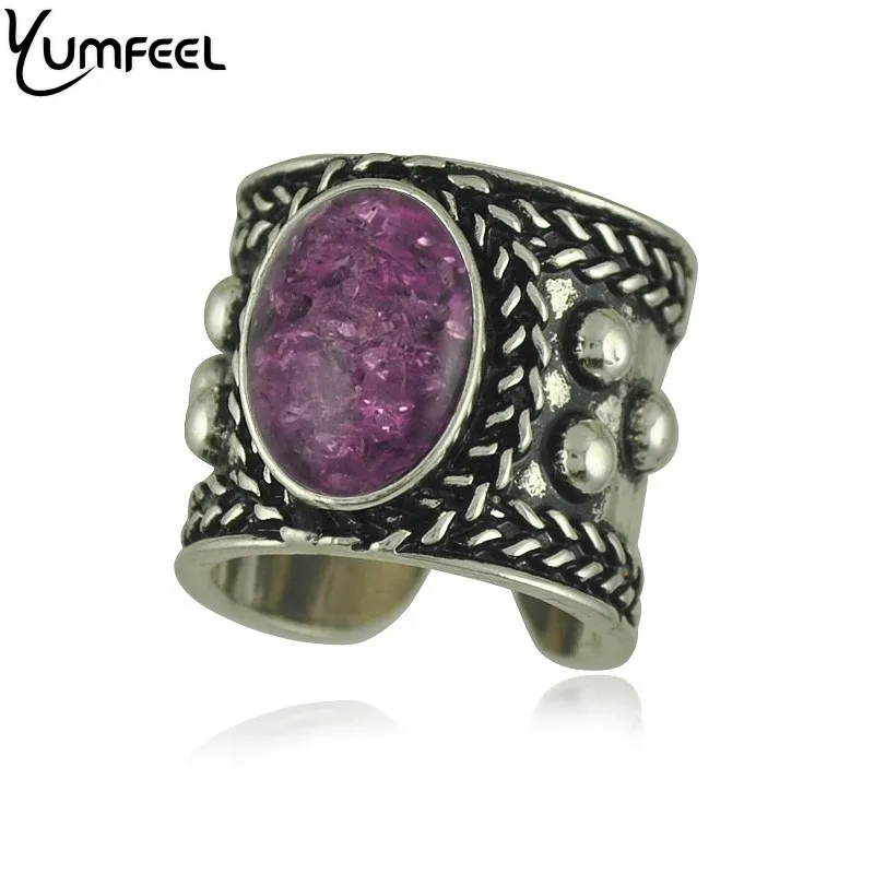 Yumfeel Новый тибетский серебряный позолоченный в стиле панк Винтаж & кольца Бохо 4