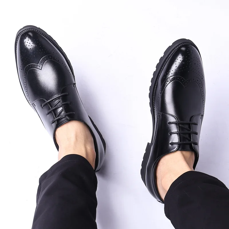 

Large Size 11 12 New Cowhide Leather Shoes Men's Business Formal Shoes Vintage Brogue Men's Patent Leather Men Dress Shoes P3656