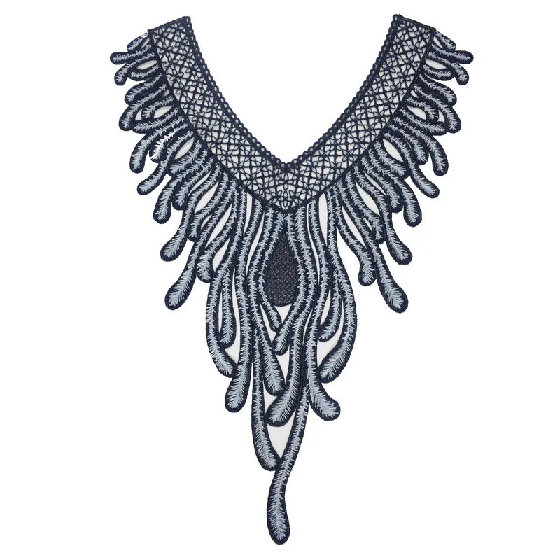 1PC Blue Phoenix Embroidered Floral Lace Neckline Collar Scrapbooking Trim Clothes Sewing Applique Embroidery NL375 | Дом и сад