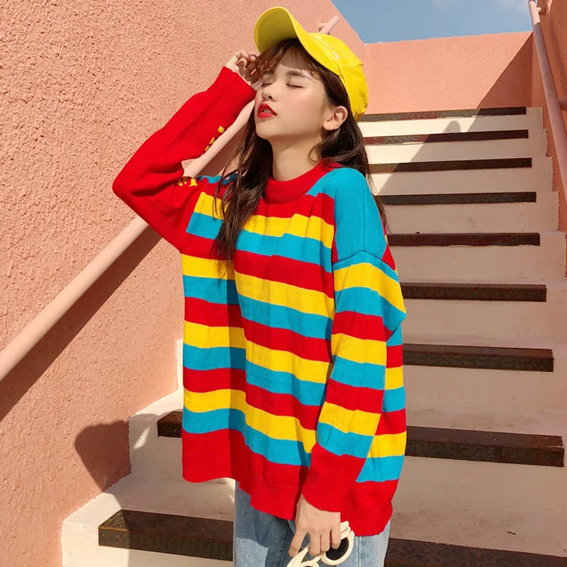 2018 новые осенние женские свитера Harajuku Kawaii милые модные яркие цвета