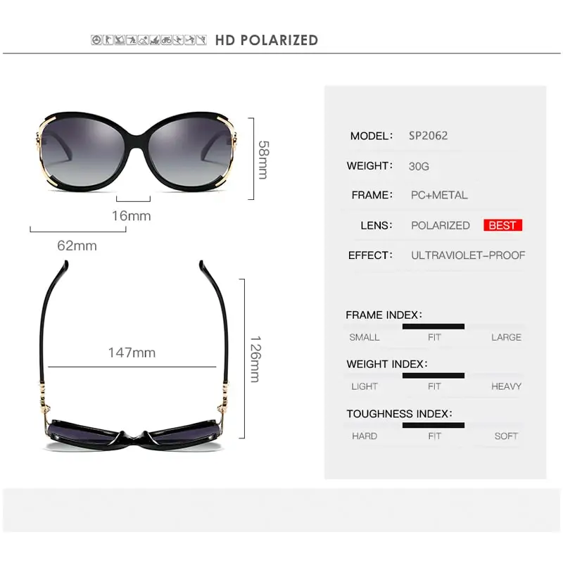 Женские солнцезащитные очки в стиле ретро SPLOV поляризационные Yuppie с жемчужными