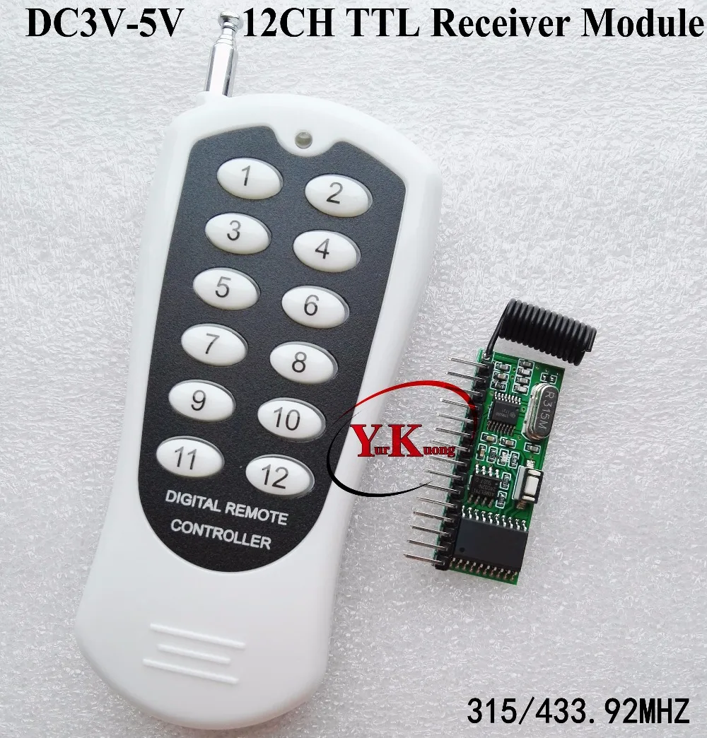 

DC3V-5V 12CH Decoding Receiver Module TTL Signal Remote Control Switch Module ASK Superheterodyne RF RX TX 315 433.92MHZ Learnin