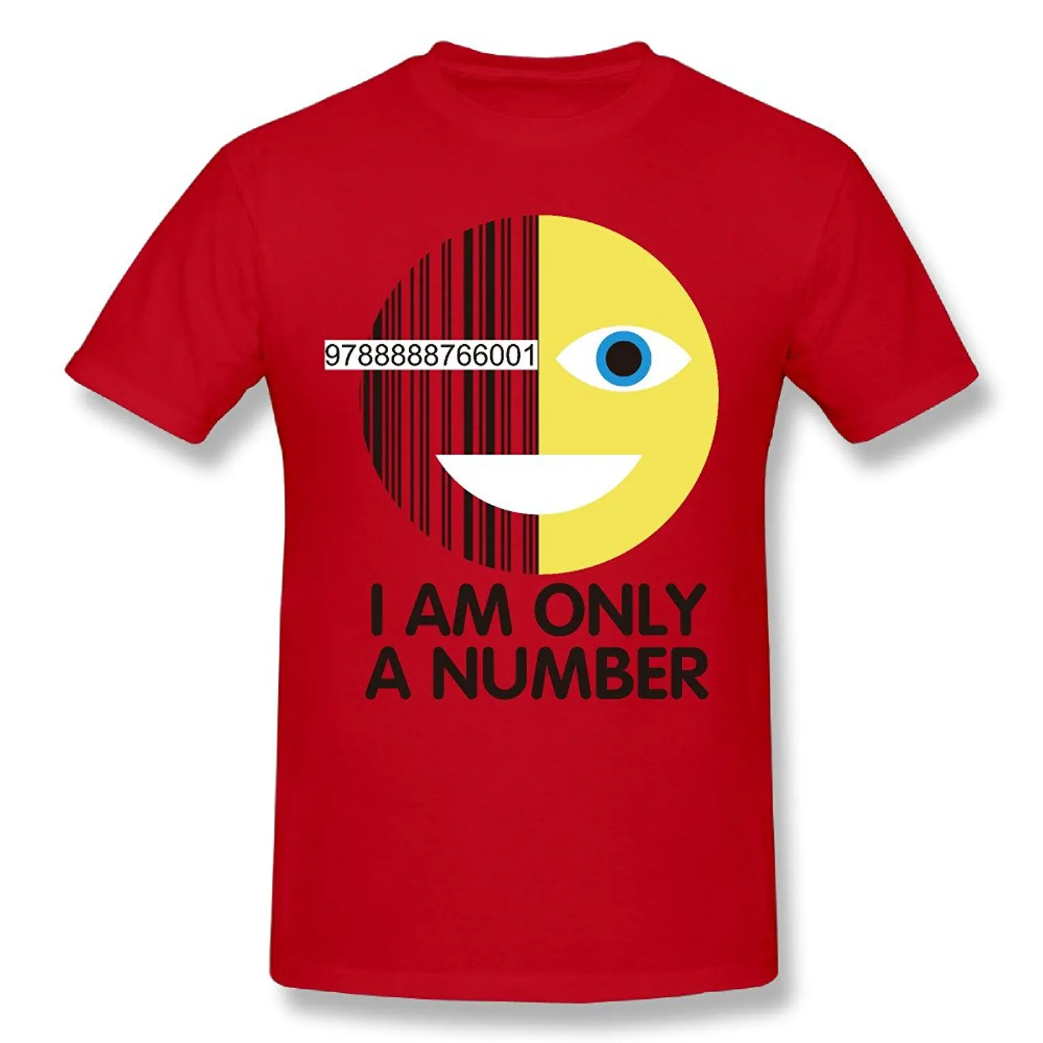 Штрих-код улыбка Уход за кожей лица Для мужчин Хлопок Crewneck Повседневная футболка