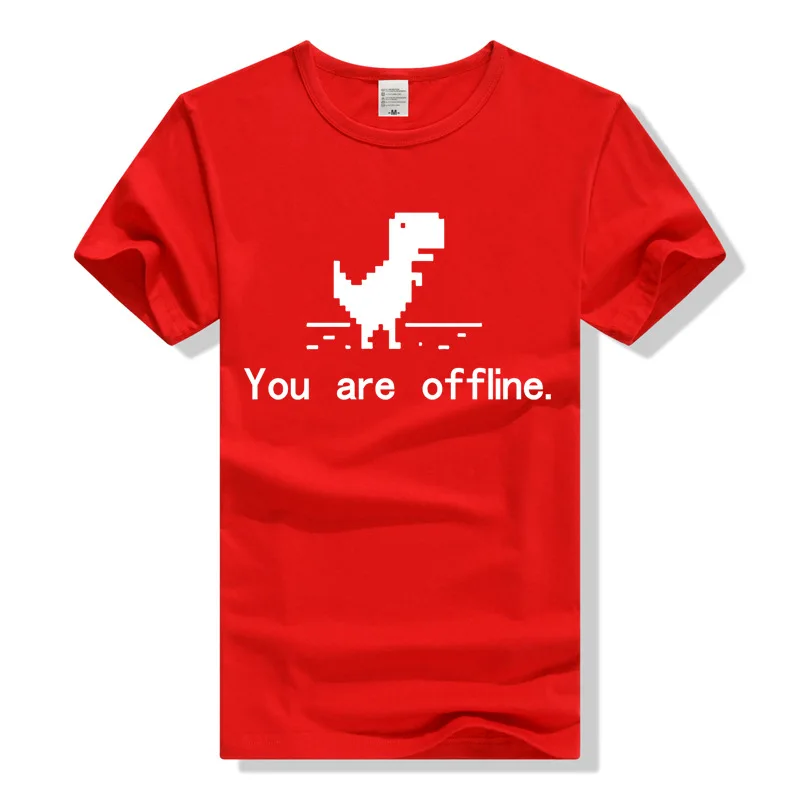 TEEWINING Pixel Динозавр Футболка это толпа Футболка мужская футболка Geek Tee You Are Offline