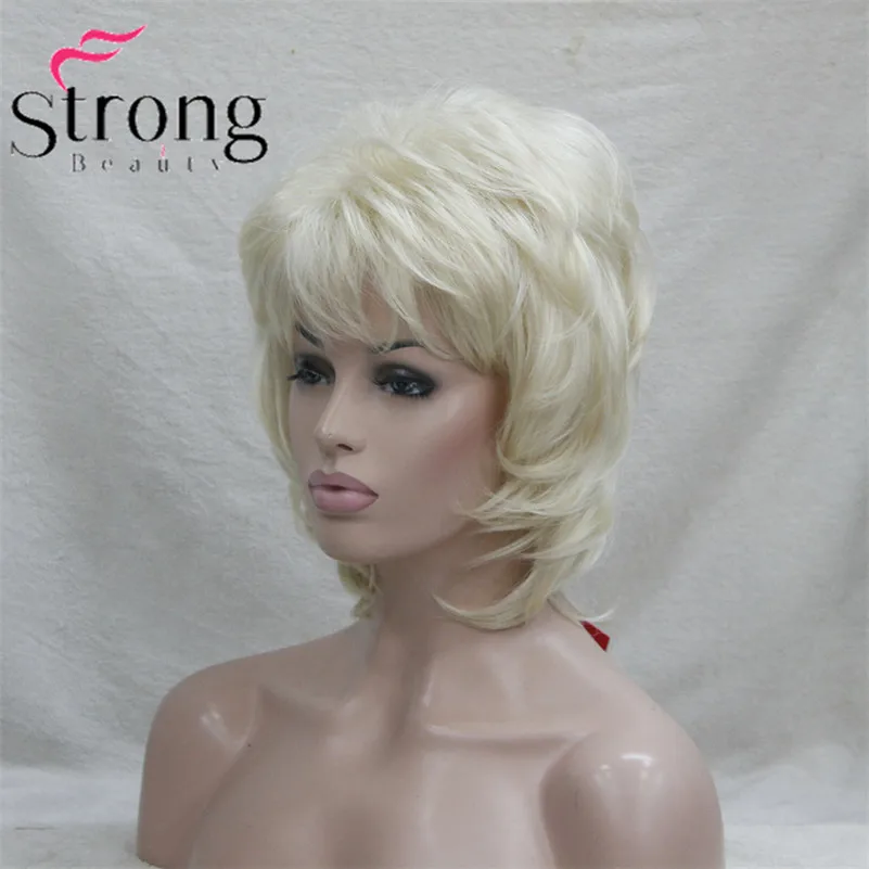 StrongBeauty короткий слоистый блонд Классический колпачок полный синтетический парик женские волосы парики выбор цвета