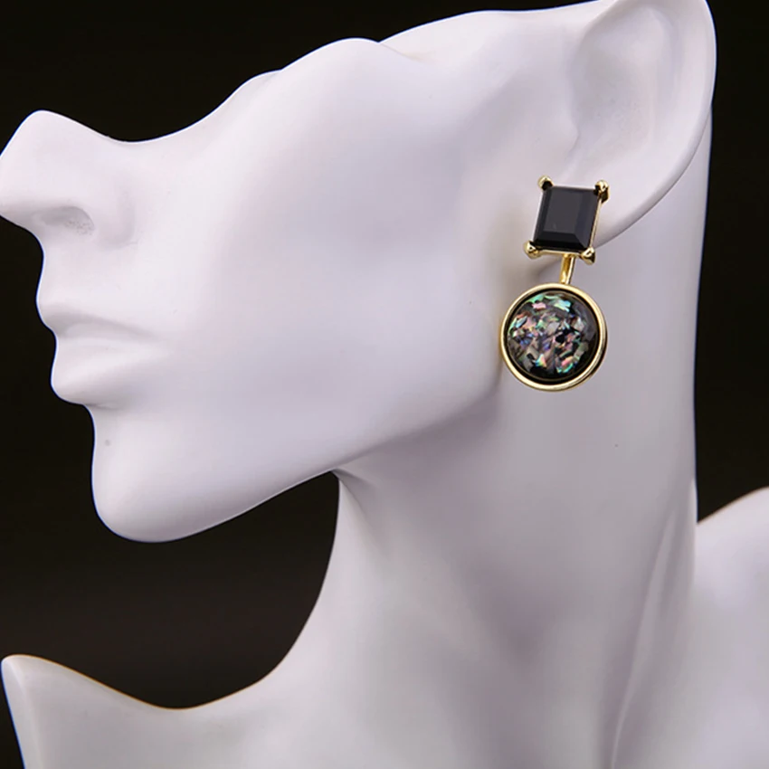 

Classic Geometric Ear Nail Earrings With Artificial Gemstones Environment-friendly Alloy Plated Detachable Ear Stud For Woman