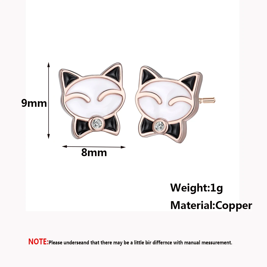 2020 милые серьги гвоздики с котом детские ювелирные изделия животными черные