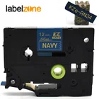 Tze-RN34 атласная лента, золотые на темно-синих лентах 12 мм * 4 м, совместим с Brother p-touch, принтер для фотографий, планшетов d210, планшетов