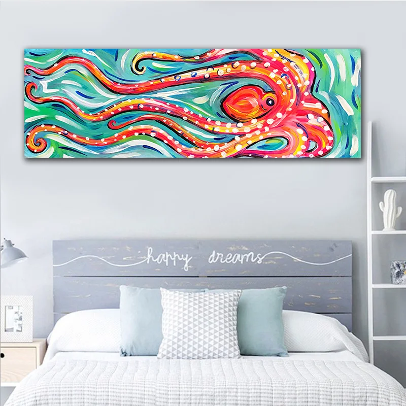 

GoldLife Canvas Painting Wall Art Animal Oil Painting Colored Octopus Canvas Picture for Living Room Free Ship Home Decor