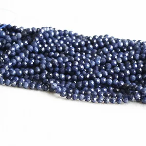 Оптовая продажа Натуральный Синий сапфир граненые круглые маленькие бусины 15 