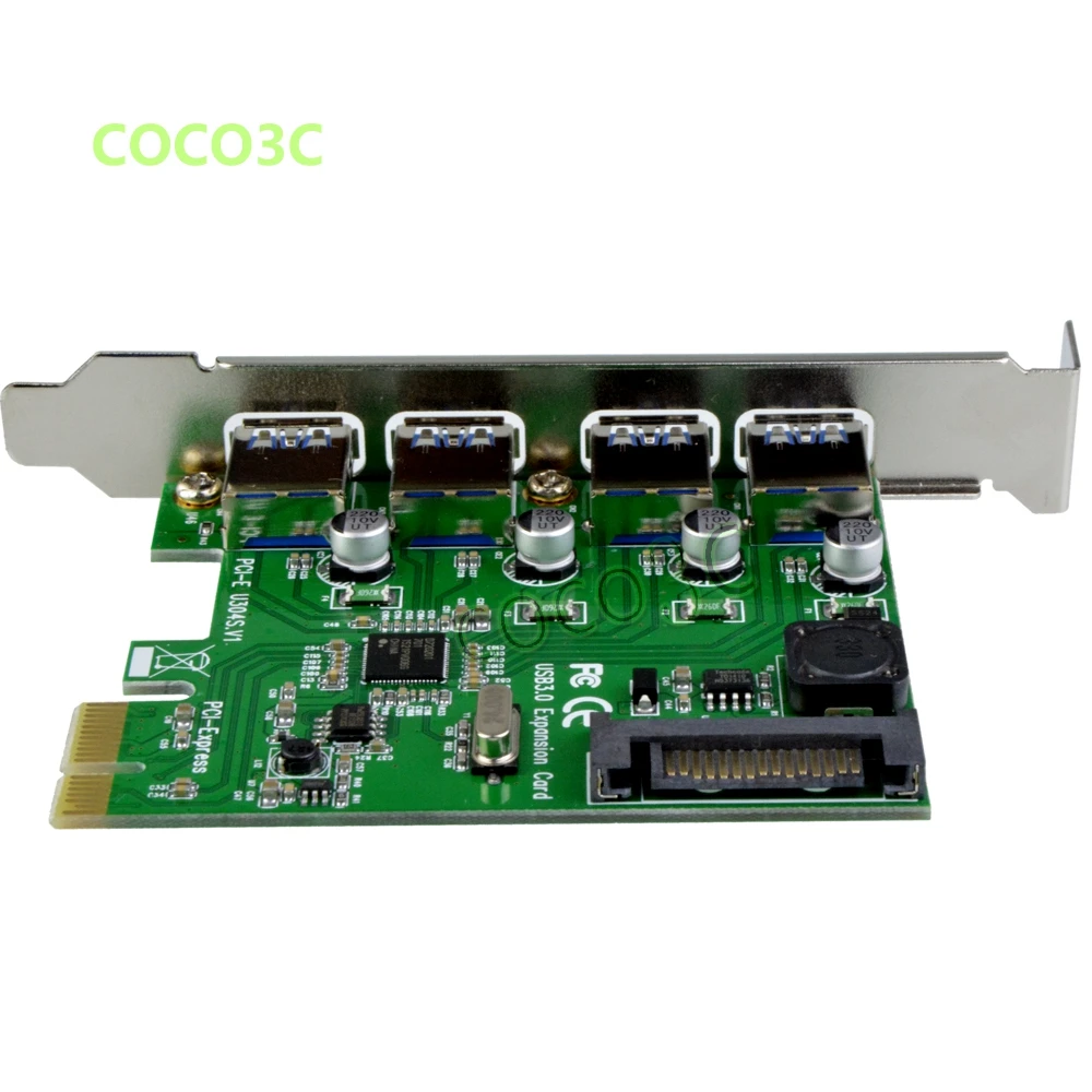 4 USB 3 0 на PCIe карты PCI e порта USB3.0 расширительные Express адаптер карта SATA источник