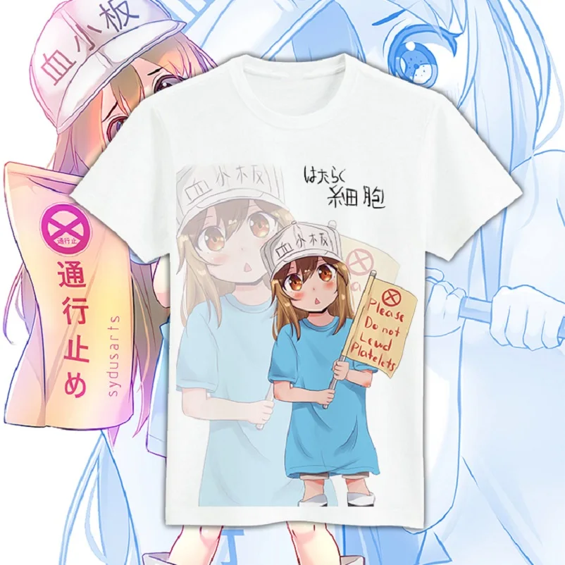 Футболка унисекс с аниме Hataraku Saibou повседневная хлопковая лейкоцитами и