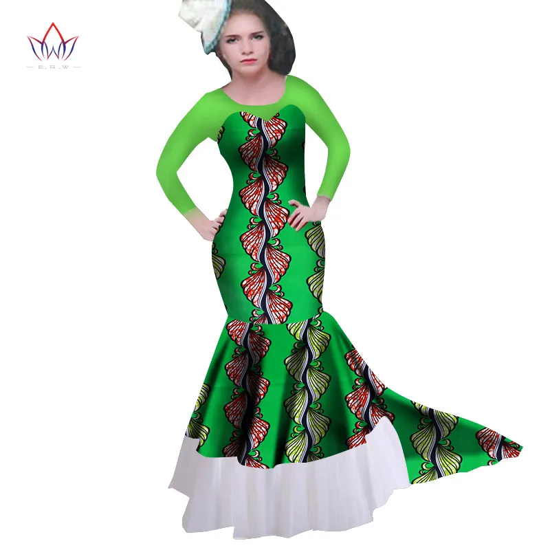 New African Women Long Dresses Dew Shoulders Formal Elegant Print Wax Party Gowns Plus Size Dress AT2277 | Женская одежда