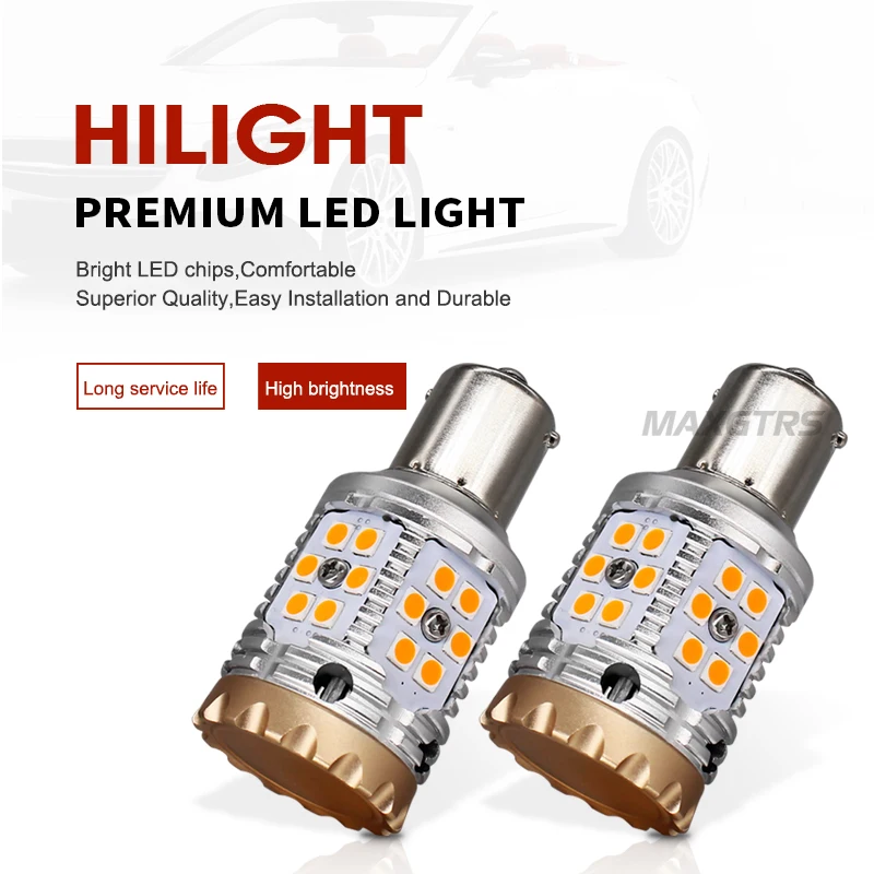 2x1156 7440 3156 BA15S BAU15S P21W PY21W светодиодный светильник лампы S25 Canbus Error Free желтый поворотники светильник Нет Hyper флэш-памяти