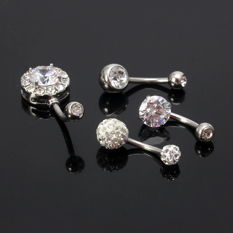 

4PCS Titanium CZ Opal Belly Button Rings Set Navel Barbell Piercing Body Jewelry