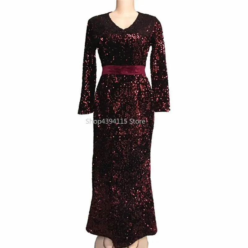 2019 красное бордовое Макси платье Африка Формальное Леди женское длинное Роба де