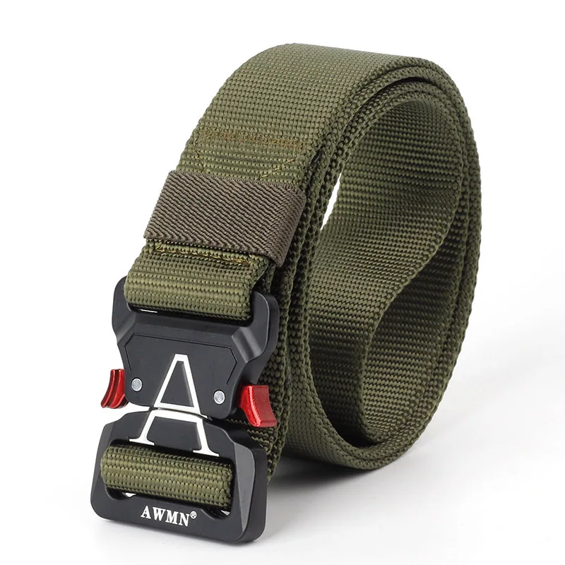 Army Green Belt 10 цветов, длинный ремень для военной техники, мужские тактические дизайнерские армейские ремни для брюк, нейлоновый ремень, Холщовый пояс с металлической пряжкой - Цвет: Army Green Belt
