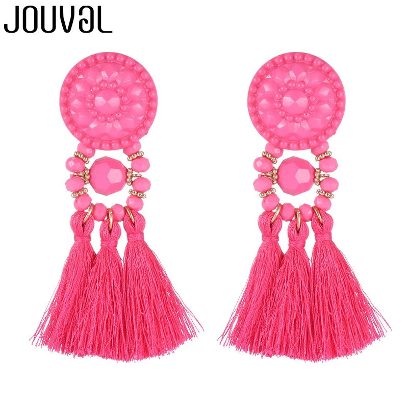E1268-3 JOUVAL Серьги-кисточки женские массивные ювелирные изделия для женщин модный бренд Богемия большие длинные висячие серьги с бахромой винтажные - Окраска металла: E1268-3