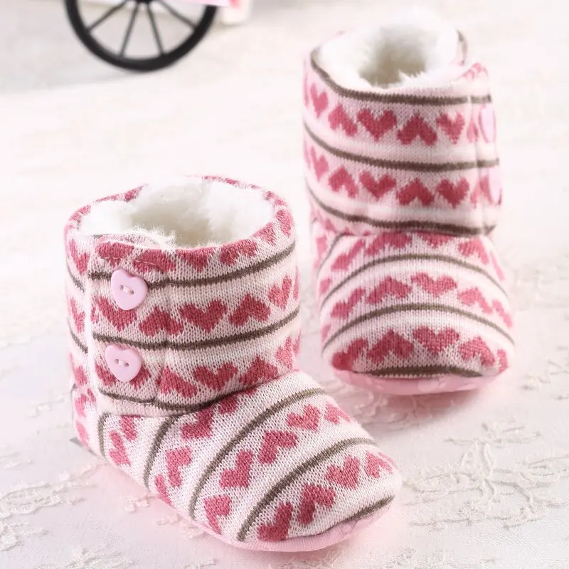 

Newborn Girl Baby Prewalker Keep Warm Shoes Boots Winter Super Warm Infant Toddler Princess Bebe Crib Snow Knitted Boot
