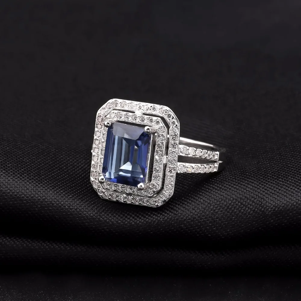 Драгоценный камень фотоэлемент серебряная прямоугольная огранка 2.05Ct