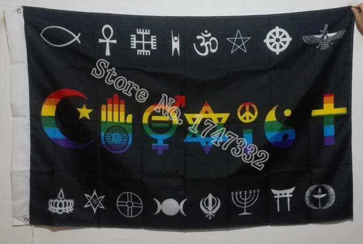 Флаг сосуществующего радужного мира и прав человека религиозный Гордости геев