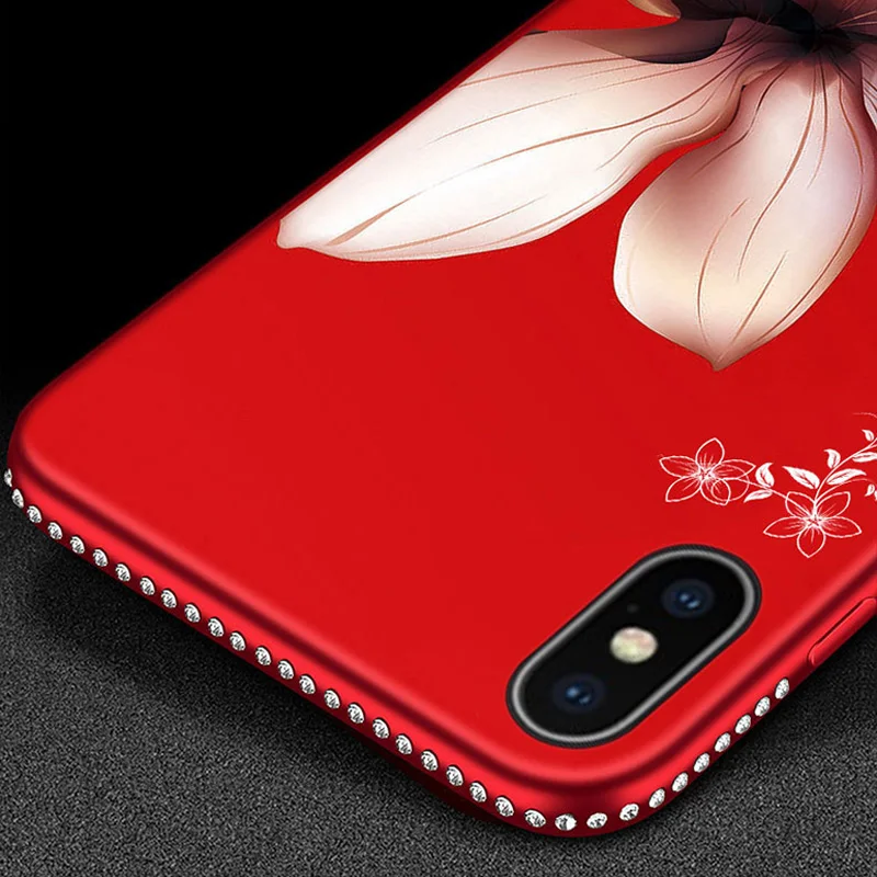 Чехол с тисненным рисунком и бриллиантами для Apple iPhone XS Max XR X 7 8 6 6S Plus 5 Блестящий