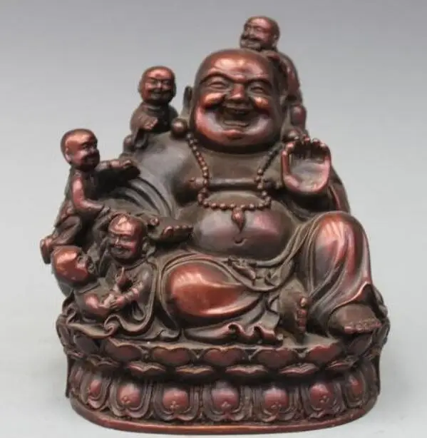 6 &quotКитайский буддийский из бронзы пять мальчик счастливый Майтрейя Будда