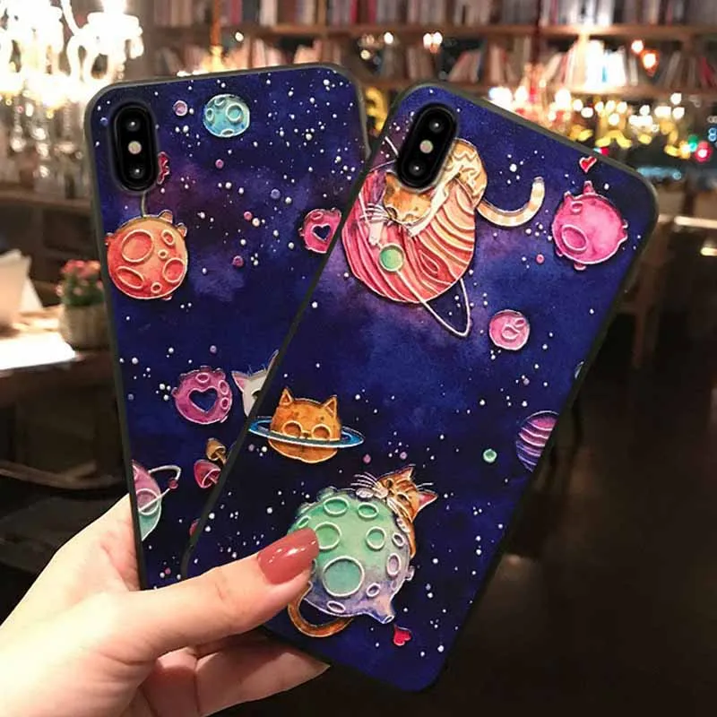 JIBAN Cat Planet чехол для телефона Honor Play 8x Magic2 huawei P10 Nova3 Nova3i мягкий из ТПУ с принтом